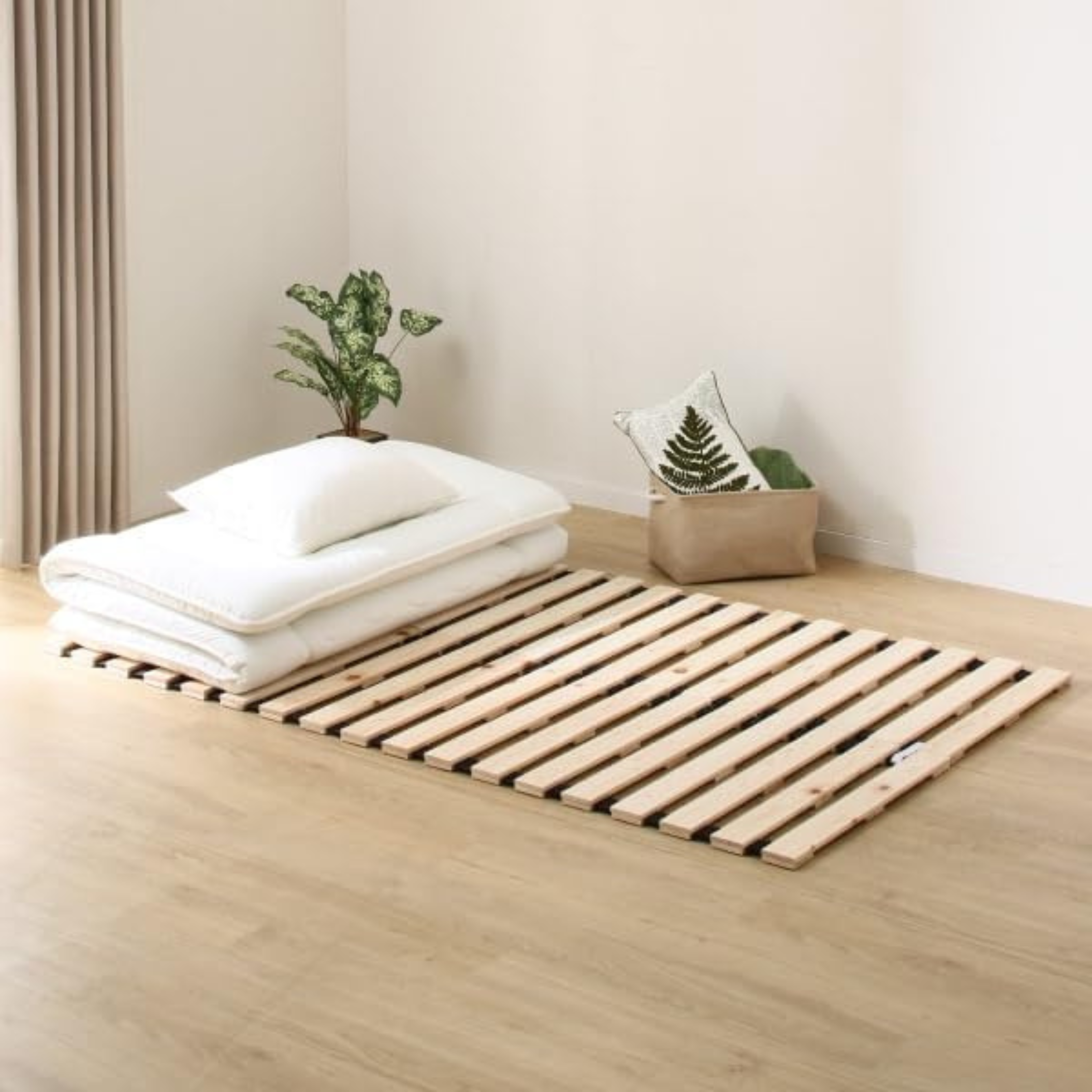 Sommiers à lattes pliable en bois – Support minimaliste pour futon ou matelas