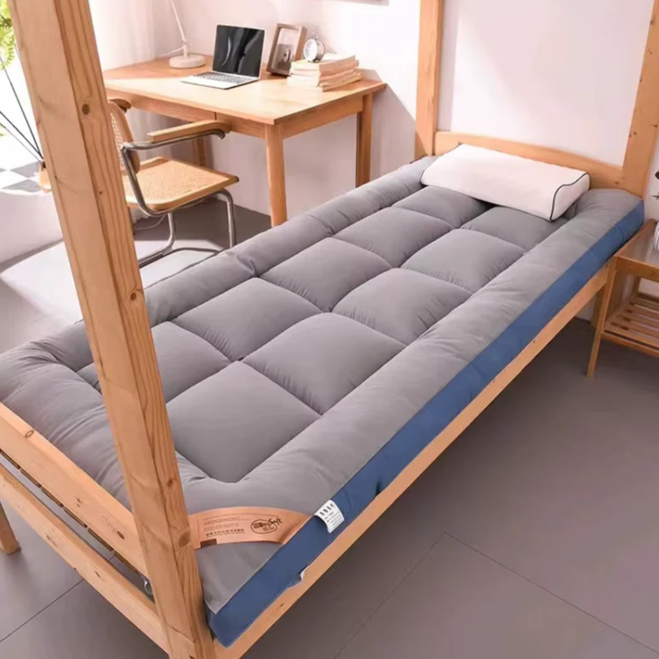 Matelas futon pliable avec coussin intégré – Confort nomade et gain de place